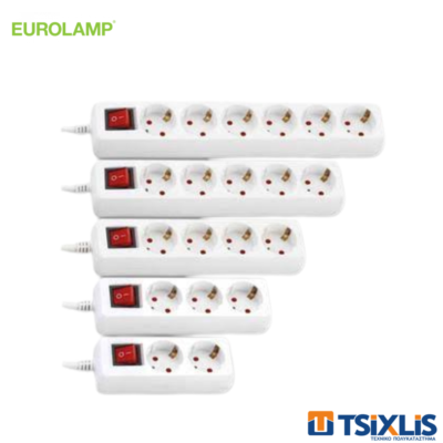 Πολύπριζο EUROLAMP Με Καλώδιο & Διακόπτη - (Διαφόρων Θέσεων)