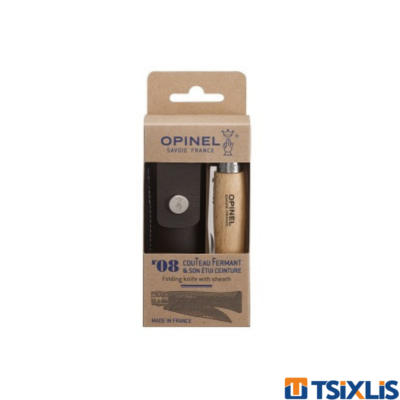 Σετ Σουγιάς INOX OPINEL No 8 με Δερμάτινη Θήκη ALPINE σε Χάρτινη Συσκευασία Δώρου