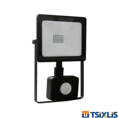 Προβολέας LED 10W / 3000Κ Με Μαύρο Περίβλημα & Αισθητήρα DIOLAMP - ( Q1030S )