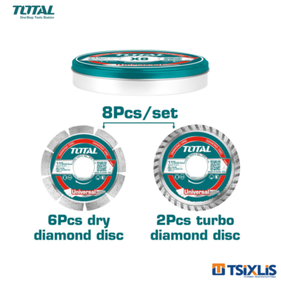 Διαμαντόδισκοι TOTAL 115x4-1/2'' Γενικής Χρήσης | 8τμχ - (TAC2101153)