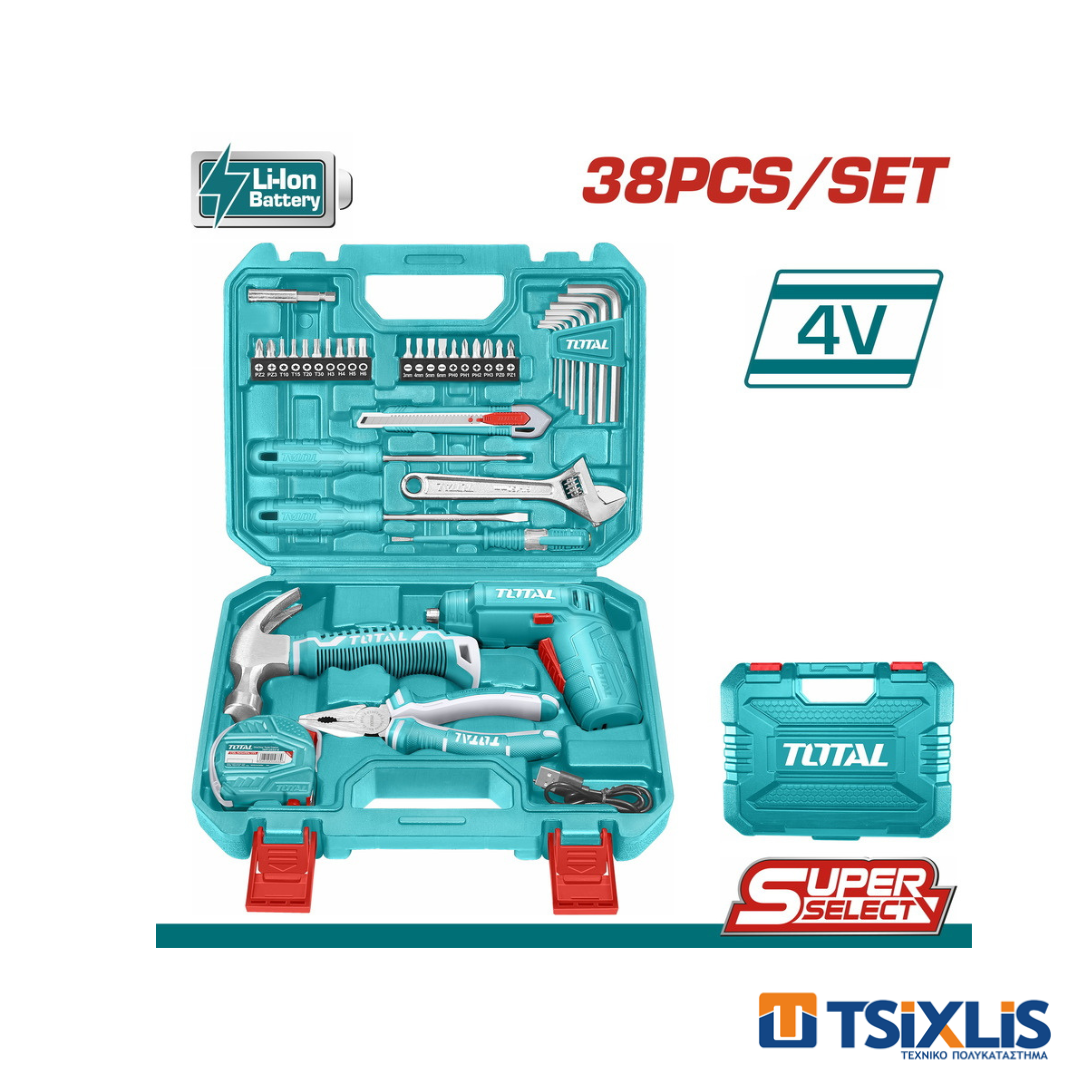 Σετ Κατσαβίδι Μπαταρίας TOTAL Li-ion 4V SUPER SELECT | 38ΤΕΜ - (THKTHP10386)