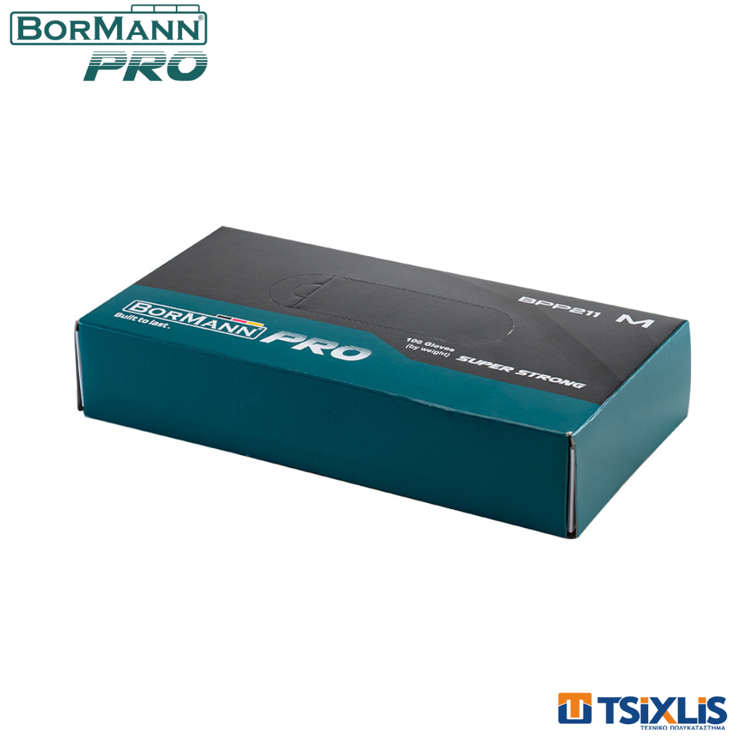 Γάντια Νιτριλίου Μιας Χρήσης 100τμχ Μαύρα BORMANN BPP212 - (Διάφορα Μεγέθη)