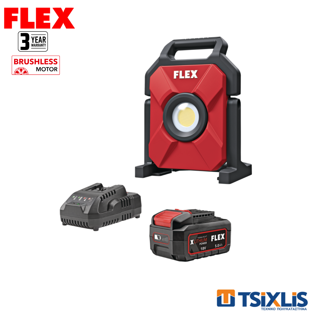 Σετ Προβολέας Μπαταρίας 18V FLEX 5000Lm CL5000 & Μπαταρία 5.0Αh & Φορτιστής - (D00589)