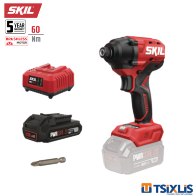 Σετ Κατσαβίδι Παλμικό Μπαταρίας 20V SKIL 250Nm 3211CA & Μπαταρία 1x2.0Ah & Φορτιστής 2.4Α - (D00371)