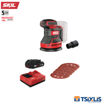 Σετ Τριβείο Έκκεντρο Μπαταρίας 20v SKIL 125mm 3750FA & Μπαταρία 1x2.5Ah & Φορτιστής 1x2.4Α & Τσάντα Μεταφοράς - (D00237)