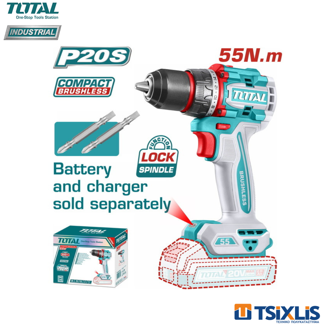 Δραπανοκατσάβιδο Μπαταρίας 20v / 55Nm TOTAL SOLO - (TDLI205581)