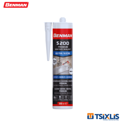 Σιλικόνη Αντιμουχλική Ουδέτερη BENMAN S200 PREMIUM 280ml Λευκή- (73180)