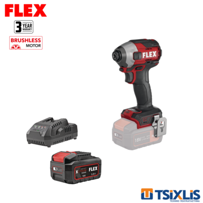 Σετ Παλμικό Κατσαβίδι 18v FLEX 237Nm ID1/4"-EC HD.C & Μπαταρία 1x5.0Ah & Φορτιστής 3.0Α - (D00541)
