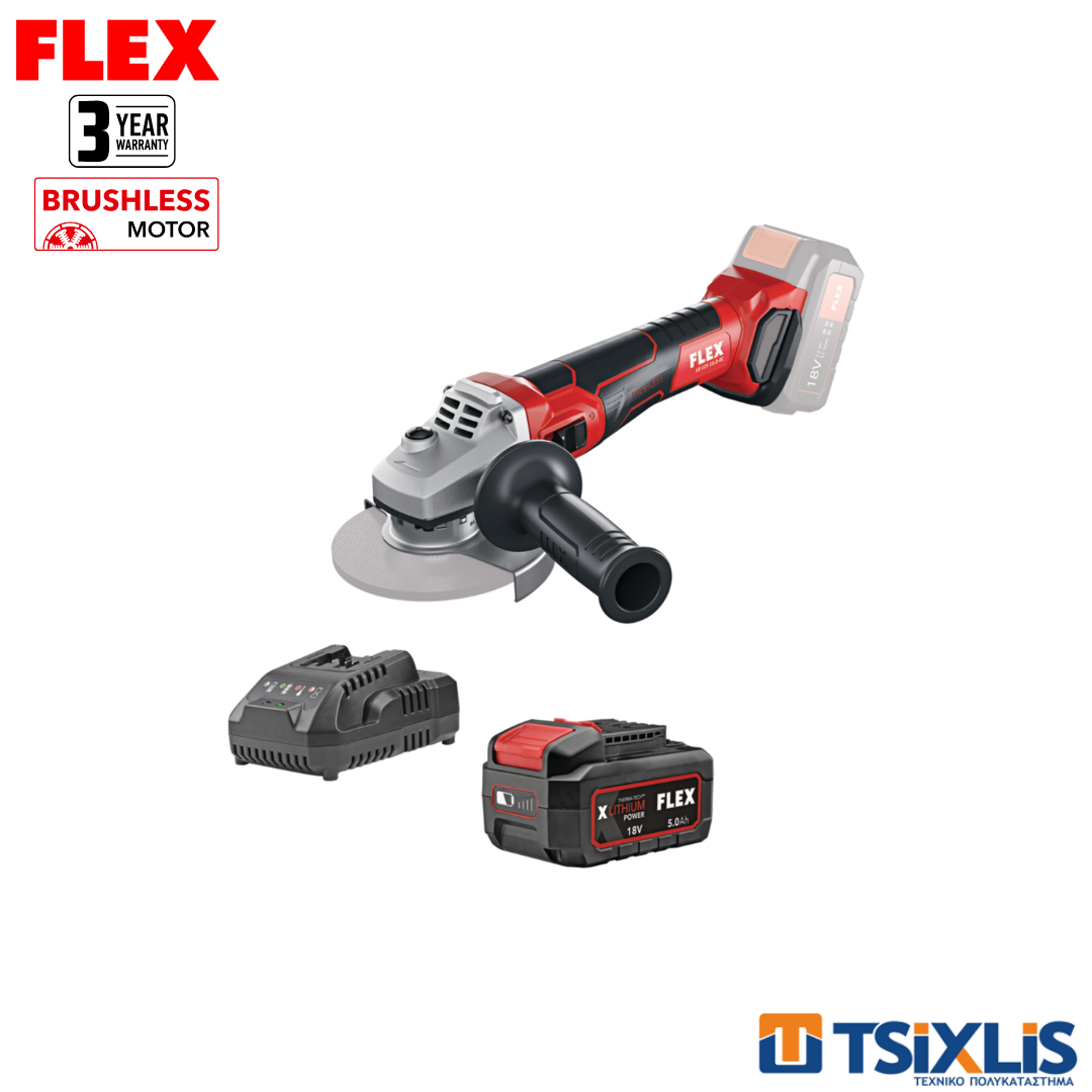 Σετ Γωνιακός Τροχός 18V FLEX 125mm L 125-EC.C & Μπαταρία 5.0Αh & Φορτιστής 3.0Α - (D00554)