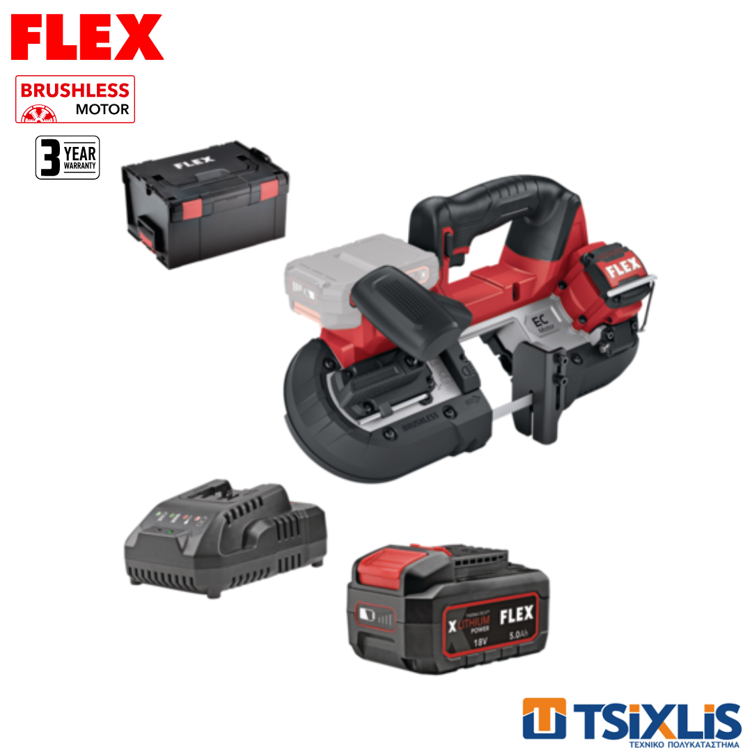 Σετ Πριονοκορδέλα 18v FLEX 64mm SBE 64-EC & Μπαταρία 1x5.0Ah & Φορτιστής - (D00583)